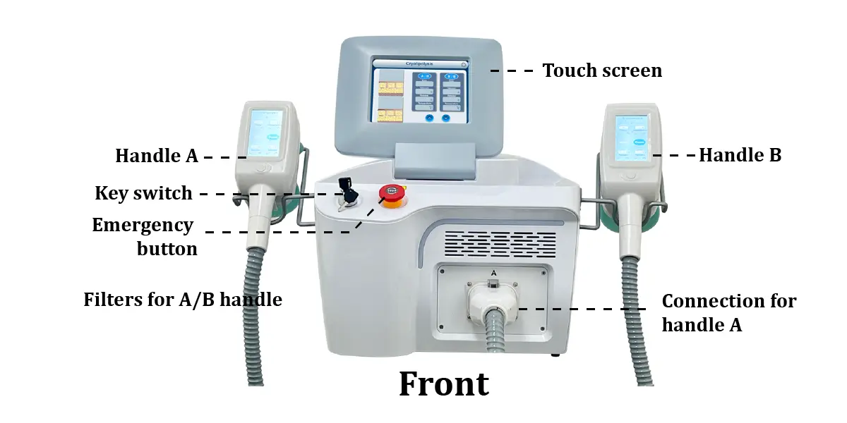 04 360 Cryolipolysis Machine with 2 Handles Woring at the Same Time with External Water Pump